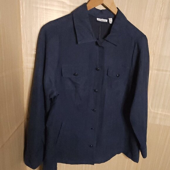 Croft & Barrow Blue Suede Feel Long Sleeve Button Down Lightweight Jacket 1X - Picture 3 of 6